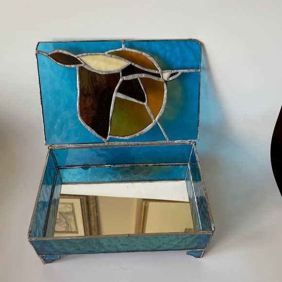 Tiffany Style Stained Glass Jewelry or Trinket Box Vintage - Picture 8 of 8
